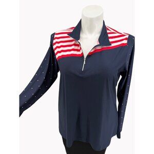 Lady Hagen Womens XXL Stars Stripes RWB 1/4 Zip Performance Pullover Long Sleeve